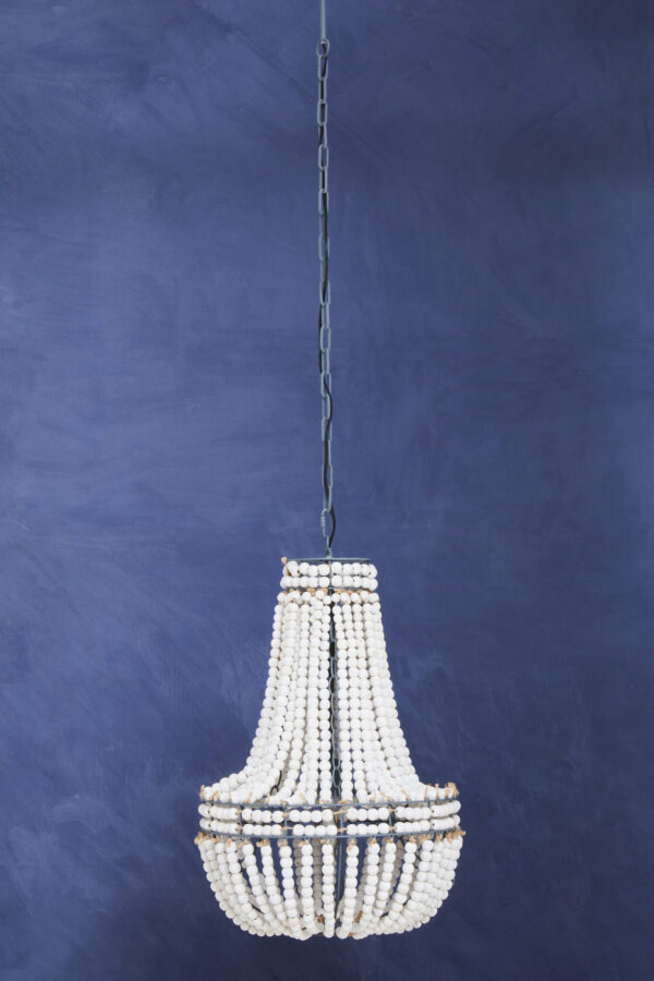 Lapiz Antique White Wooden Beads Chandelier