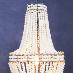 Lapiz Antique White Wooden Beads Chandelier
