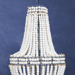 Lapiz Antique White Wooden Beads Chandelier