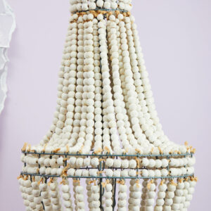 Lapiz Antique White Wooden Beads Chandelier