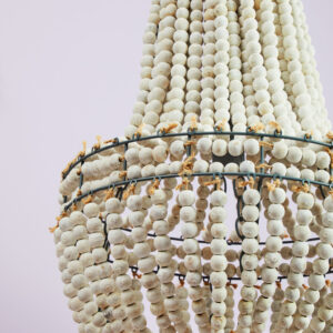 Lapiz Antique White Wooden Beads Chandelier