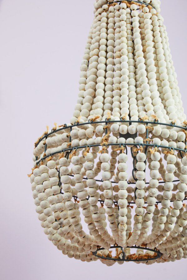 Lapiz Antique White Wooden Beads Chandelier