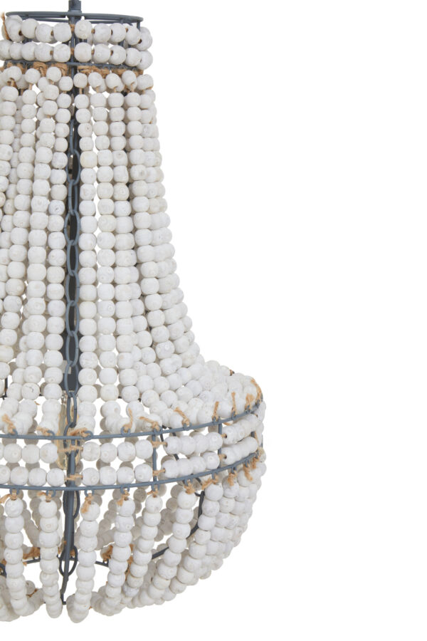 Lapiz Antique White Wooden Beads Chandelier