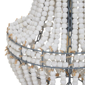 Lapiz Antique White Wooden Beads Chandelier