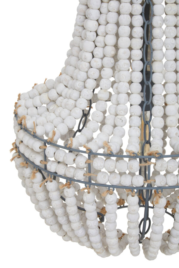 Lapiz Antique White Wooden Beads Chandelier