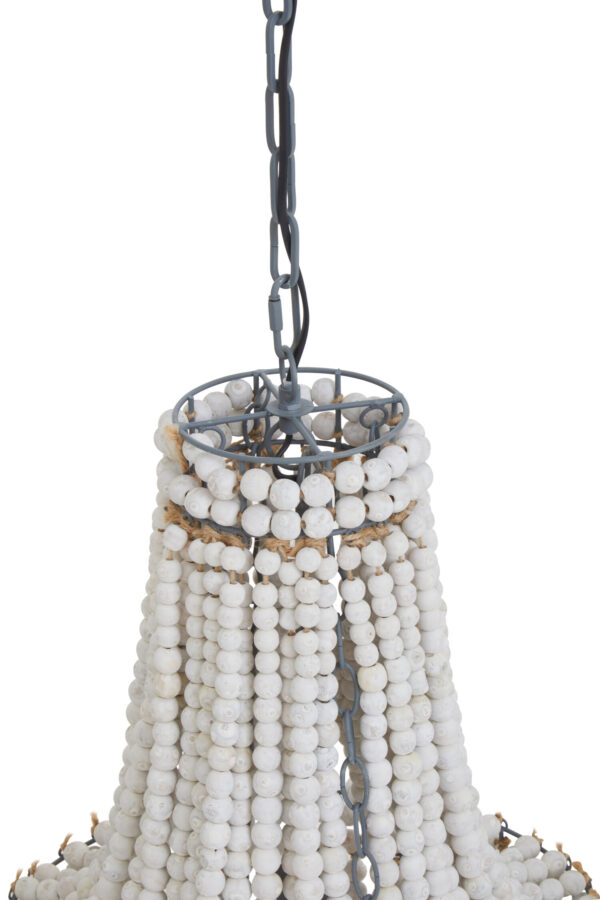 Lapiz Antique White Wooden Beads Chandelier