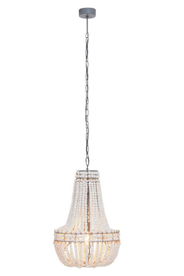 Lapiz Antique White Wooden Beads Chandelier