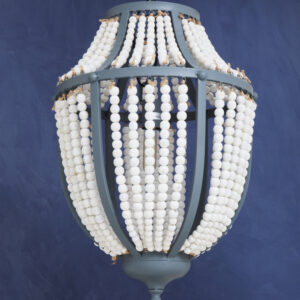 Lapiz Antique White Wooden Beads and Grey Pendant Light