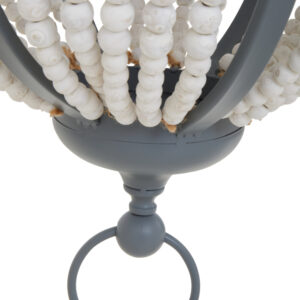 Lapiz Antique White Wooden Beads and Grey Pendant Light