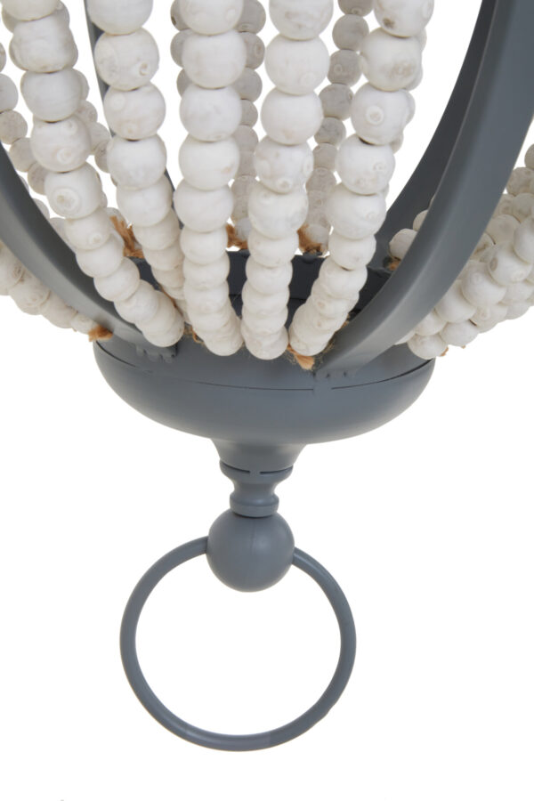 Lapiz Antique White Wooden Beads and Grey Pendant Light