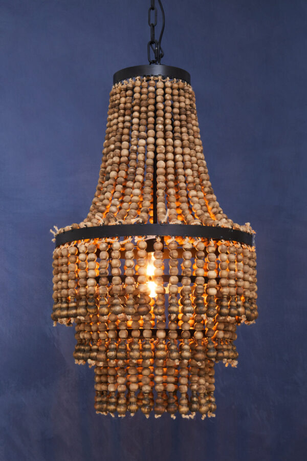 Lapiz Wooden Beads Large Chandelier