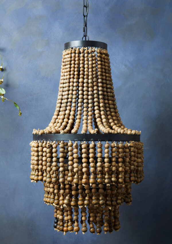Lapiz Wooden Beads Large Chandelier