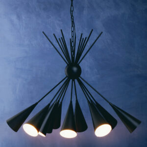 Yara Matt Black 12 Bulb Statement Pendant Light
