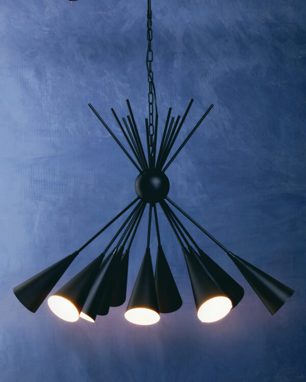 Yara Matt Black 12 Bulb Statement Pendant Light