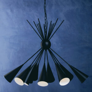 Yara Matt Black 12 Bulb Statement Pendant Light