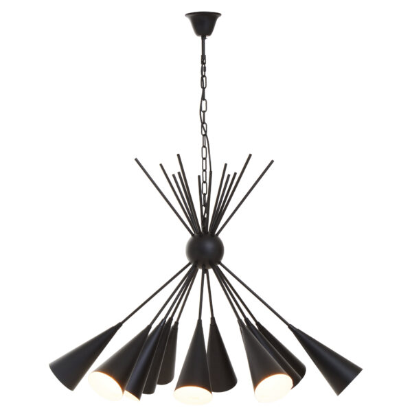 Yara Matt Black 12 Bulb Statement Pendant Light
