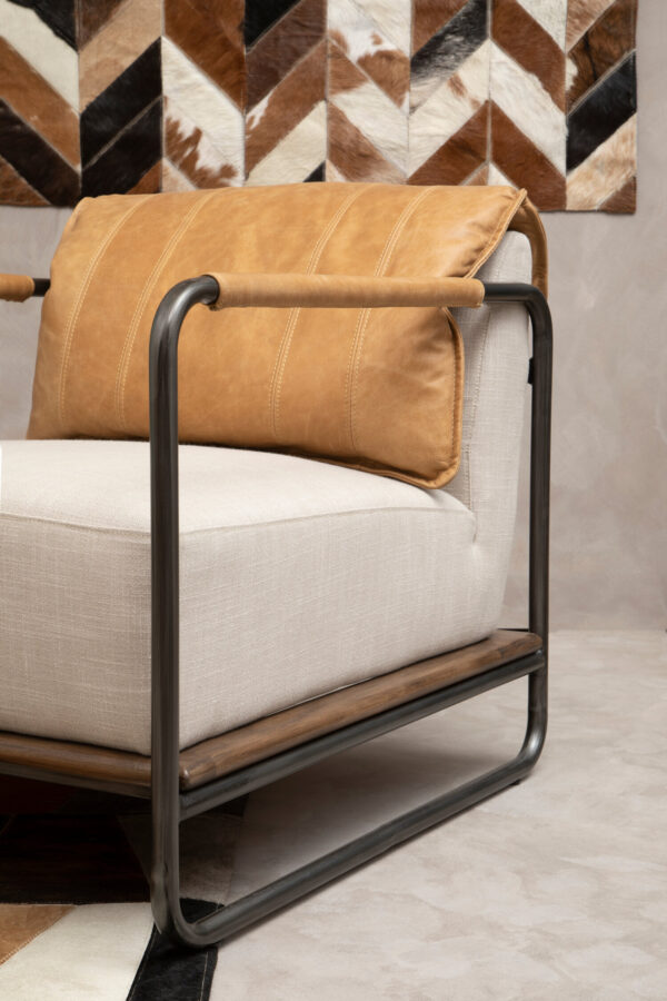 Bosie Safira Large Brown Hair on Leather Chevron Patchwork Rug
