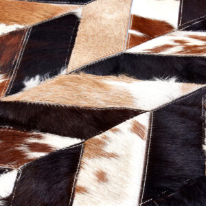 Bosie Safira Large Brown Hair on Leather Chevron Patchwork Rug