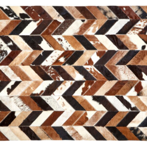 Bosie Safira Large Brown Hair on Leather Chevron Patchwork Rug