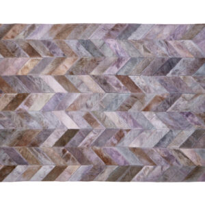 Bosie Safira Small Grey Hair on Leather Chevron Patchwork Rug