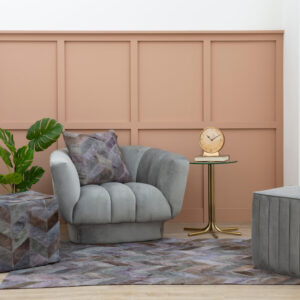 Bosie Safira Large Grey Hair on Leather Chevron Patchwork Rug