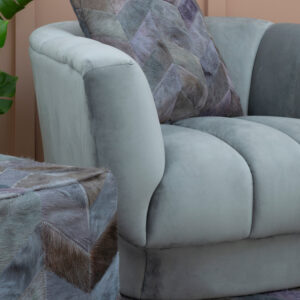 Bosie Safira Large Grey Hair on Leather Chevron Patchwork Rug