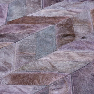 Bosie Safira Large Grey Hair on Leather Chevron Patchwork Rug