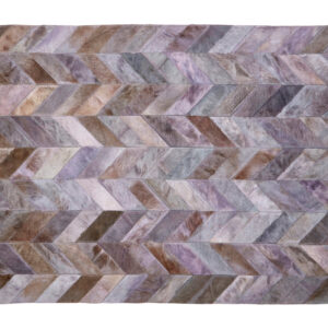 Bosie Safira Large Grey Hair on Leather Chevron Patchwork Rug