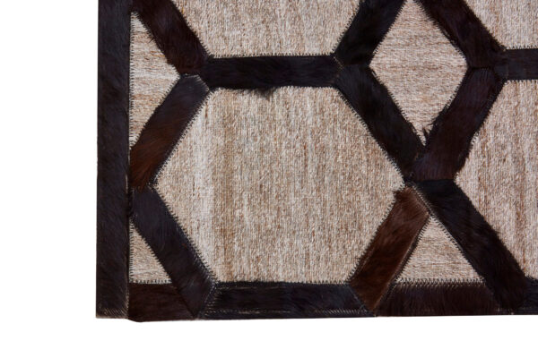 Bosie Safira Small Grey Rug with Black Hair on Leather