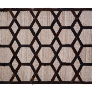 Bosie Safira Small Grey Rug with Black Hair on Leather