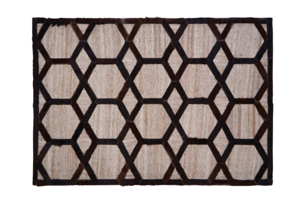 Bosie Safira Small Grey Rug with Black Hair on Leather