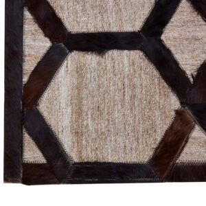 Bosie Safira Large Grey Rug with Black Hair on Leather