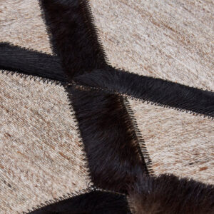 Bosie Safira Large Grey Rug with Black Hair on Leather