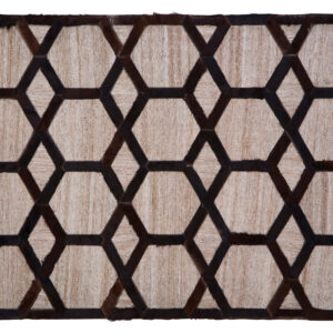 Bosie Safira Large Grey Rug with Black Hair on Leather
