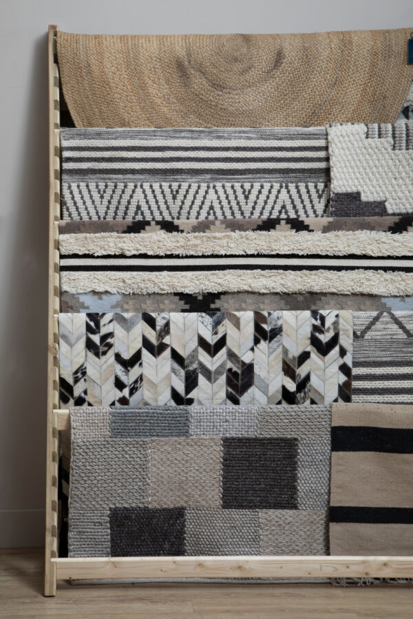 Bosie Safira Small Hair on Leather Chevron Patchwork Rug