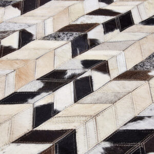 Bosie Safira Small Hair on Leather Chevron Patchwork Rug