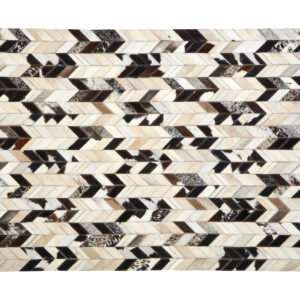 Bosie Safira Small Hair on Leather Chevron Patchwork Rug