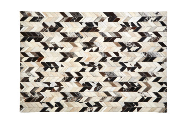 Bosie Safira Small Hair on Leather Chevron Patchwork Rug