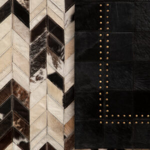 Bosie Safira Large Hair on Leather Chevron Patchwork Rug