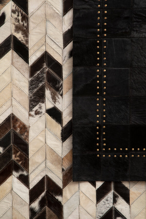 Bosie Safira Large Hair on Leather Chevron Patchwork Rug