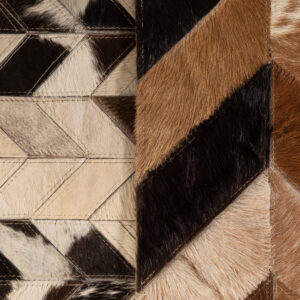 Bosie Safira Large Hair on Leather Chevron Patchwork Rug
