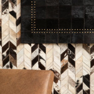 Bosie Safira Large Hair on Leather Chevron Patchwork Rug