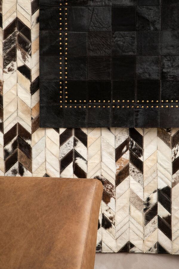 Bosie Safira Large Hair on Leather Chevron Patchwork Rug