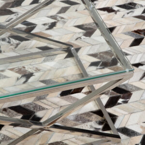 Bosie Safira Large Hair on Leather Chevron Patchwork Rug