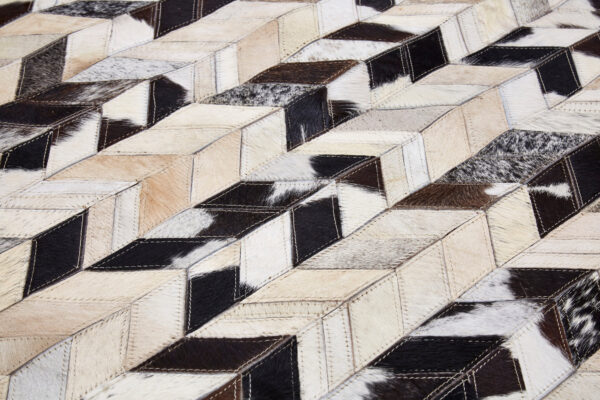 Bosie Safira Large Hair on Leather Chevron Patchwork Rug