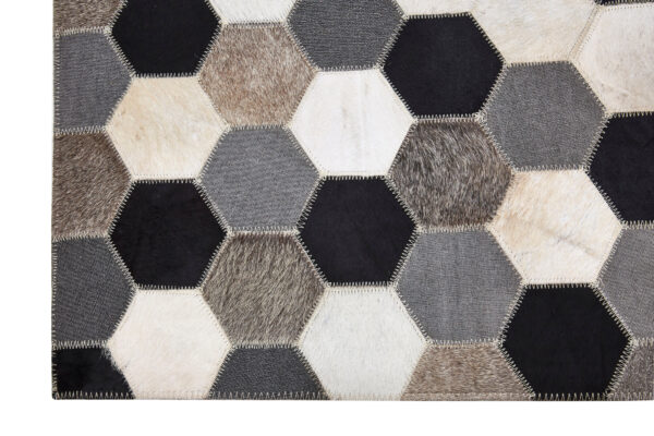 Bosie Safira Small Hair on Leather Hexagon Patchwork Rug