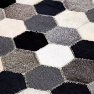Bosie Safira Small Hair on Leather Hexagon Patchwork Rug