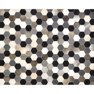 Bosie Safira Small Hair on Leather Hexagon Patchwork Rug