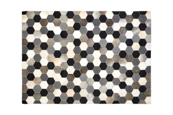 Bosie Safira Small Hair on Leather Hexagon Patchwork Rug