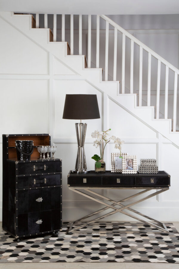 Bosie Safira Large Hair on Leather Hexagon Patchwork Rug